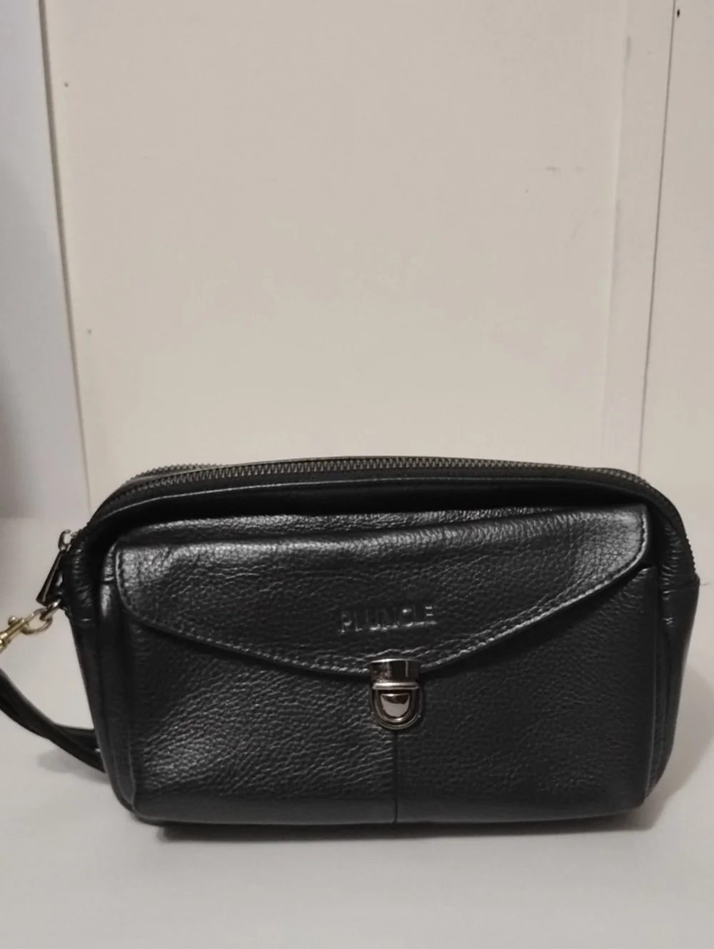 PI UNCLE‎ Black Urban Aesthetic Versatile Leather Wristlet Crossbody Bag